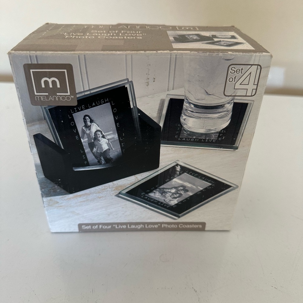 Live laugh love photo coasters
